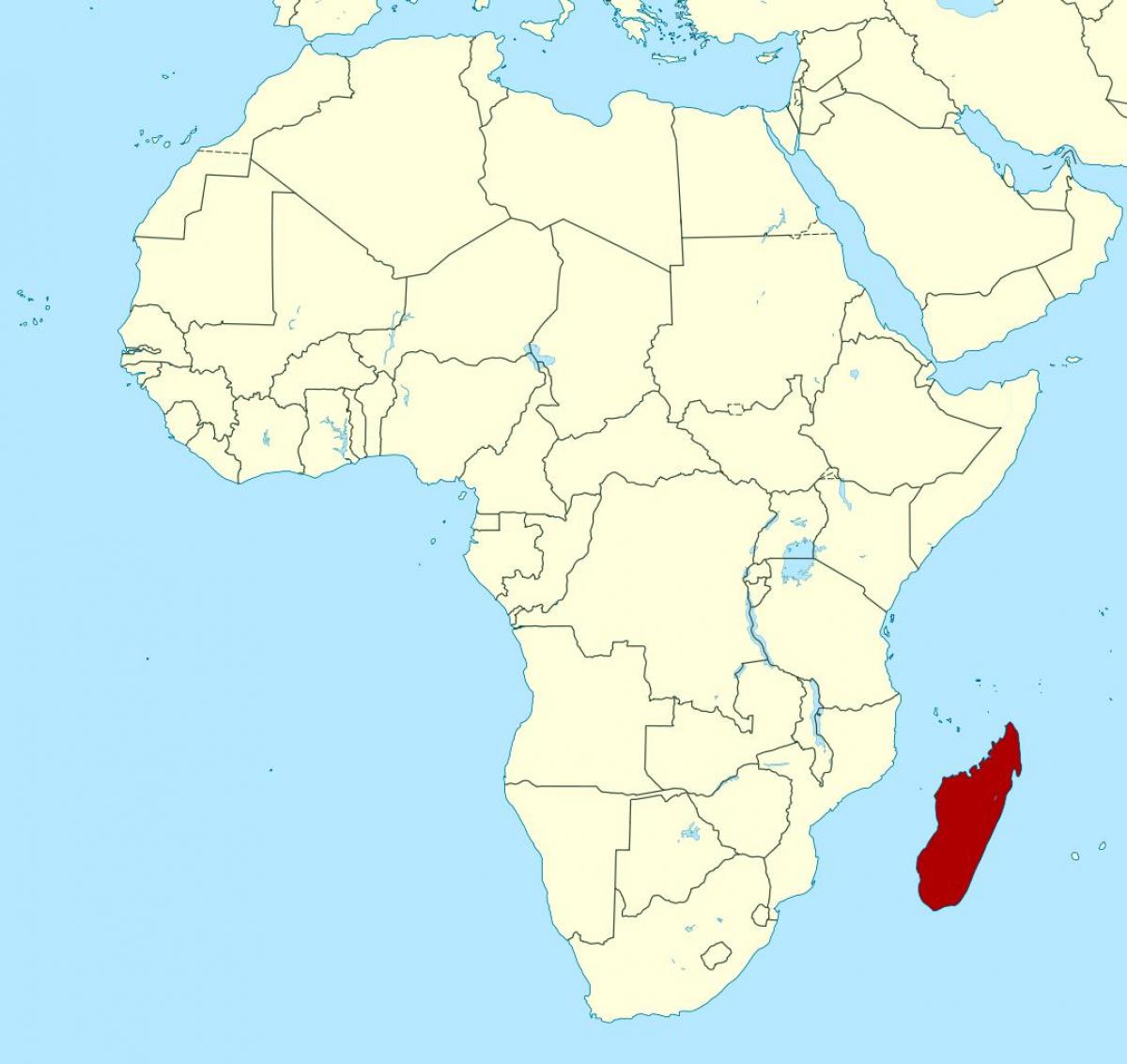 Madagaskar om afrika kort