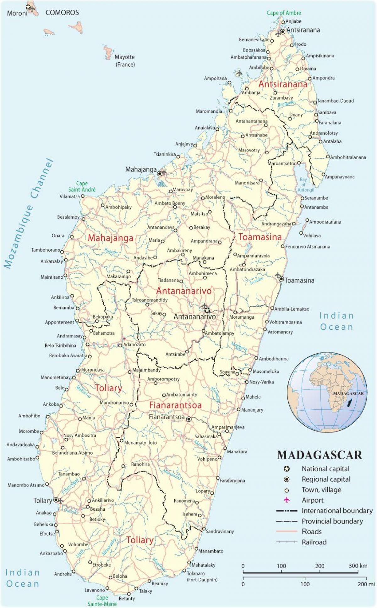 kort Madagaskar lufthavne