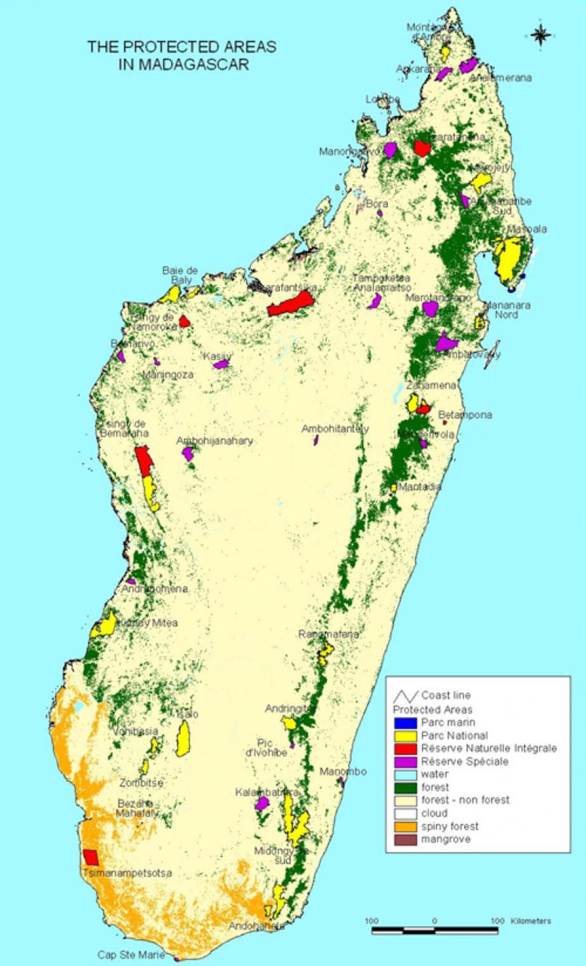 kort Madagaskar nationalparker