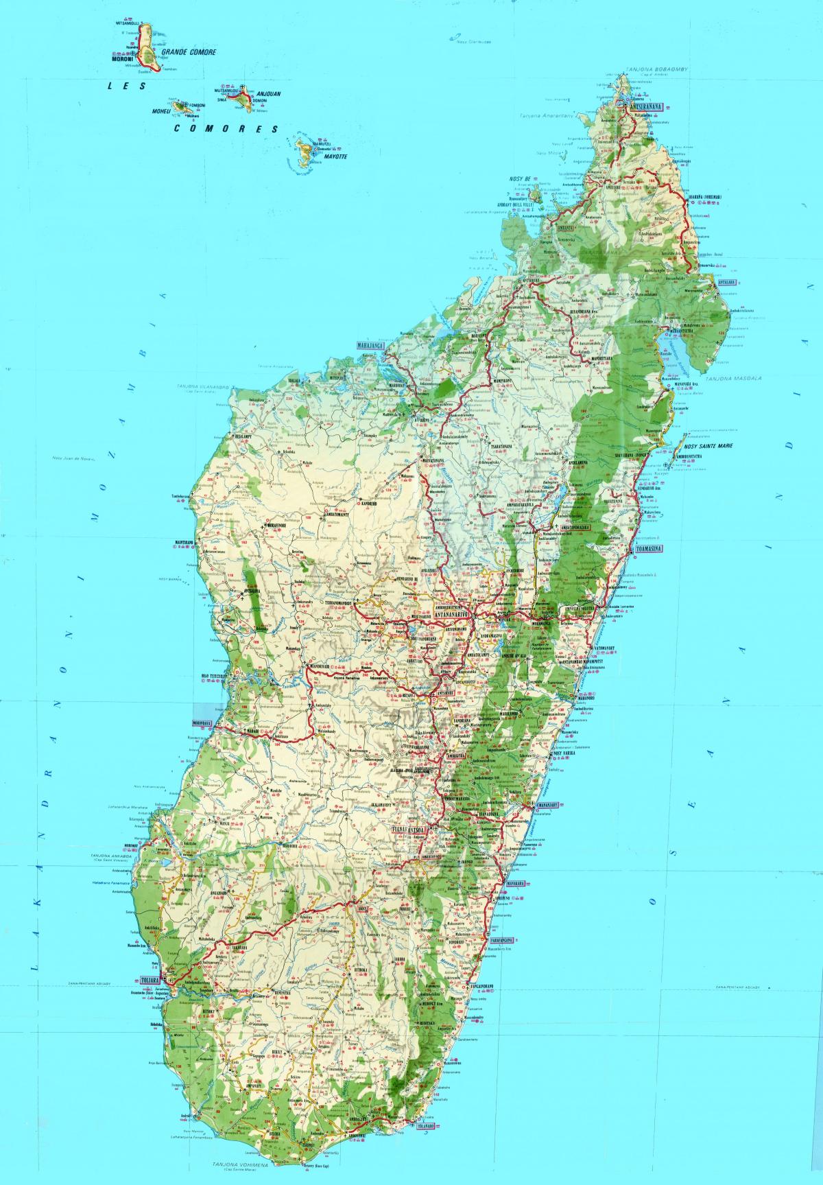 kort Madagaskar topografisk