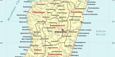 Madagaskar kort med byer