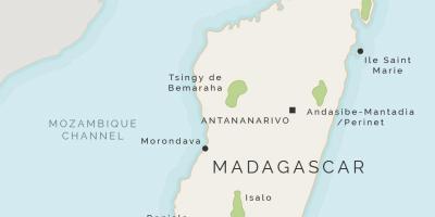 Kort Madagaskar og de omkringliggende øer