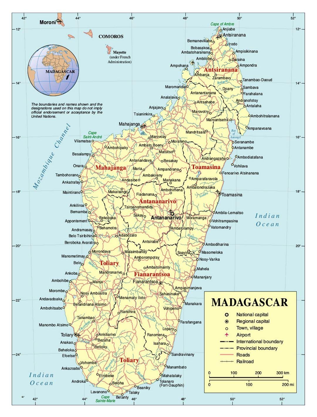 detaljeret kort over Madagaskar