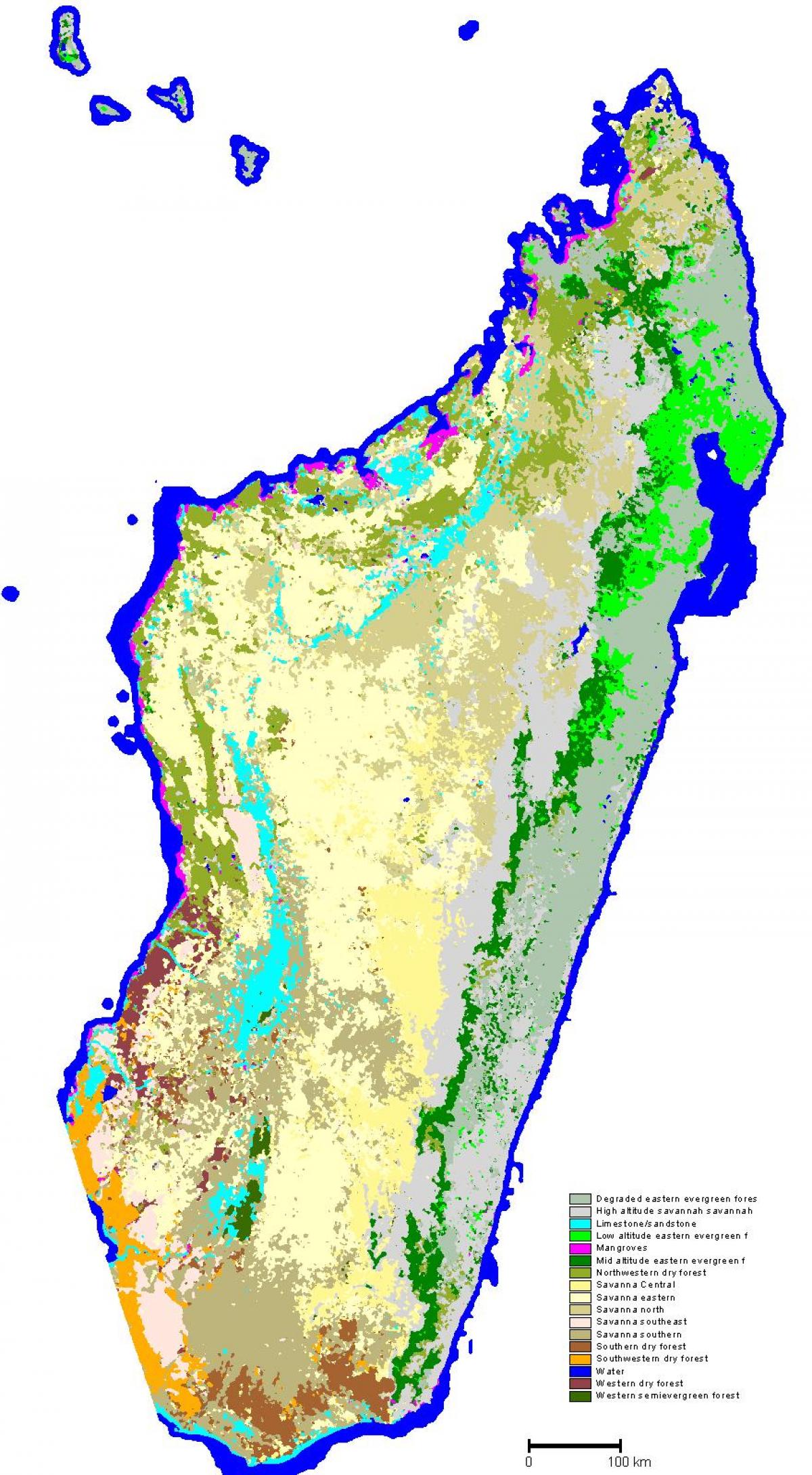 kort Madagaskar vegetation
