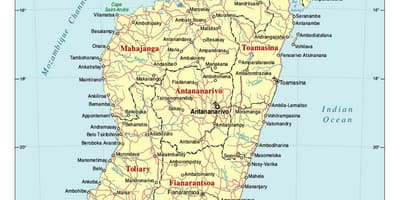 Detaljeret kort over Madagaskar