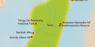 Kort Madagaskar bjerge